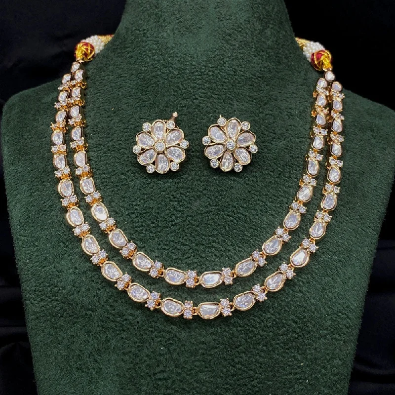 Simple Heart Pendant Necklace-Royal Kundan Jewellery Gold Plated Polki Kundan Necklace Set