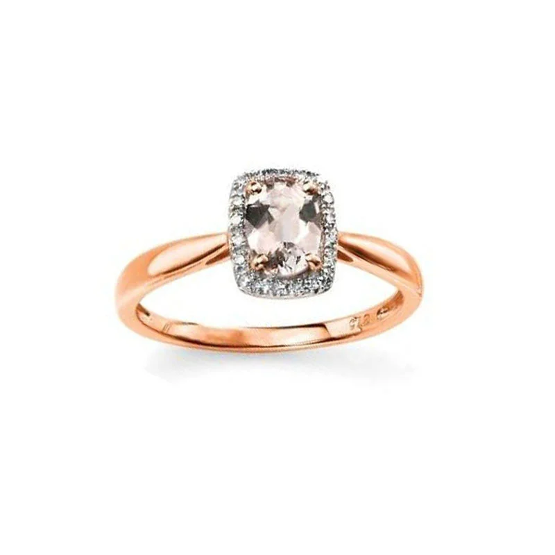 Unique Gold Engagement Ring-Morganite & Diamond Engagement Ring in Yellow Gold