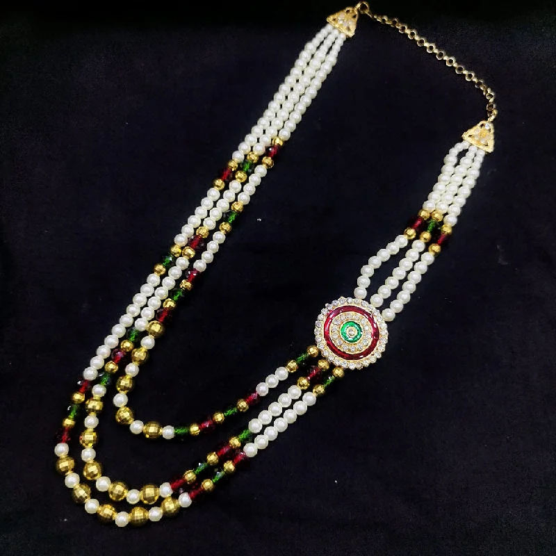 Stylish Pearl Necklace-Pooja Bangles Gold Plated Pearl Long Necklace