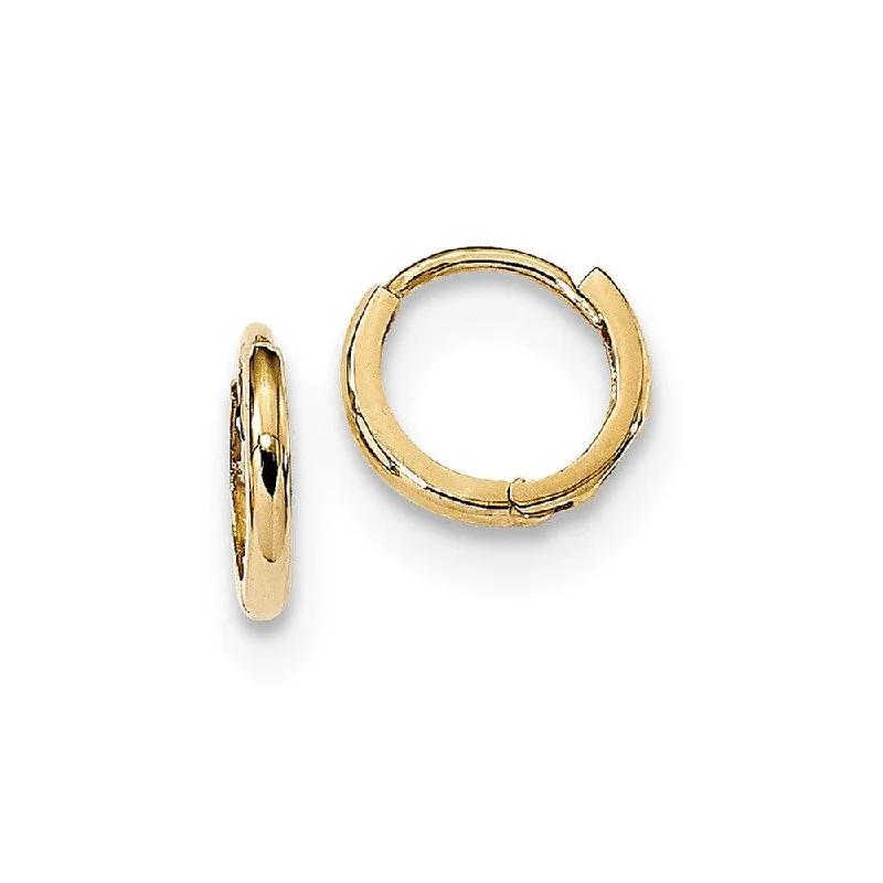 Minimalist Gold Earrings-Madi K Kid's 14k  Polished Hinged Hoop Earrings