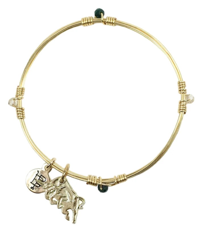 Multicolor Glass Bangles-The Gameday Bangle - Green + Gold