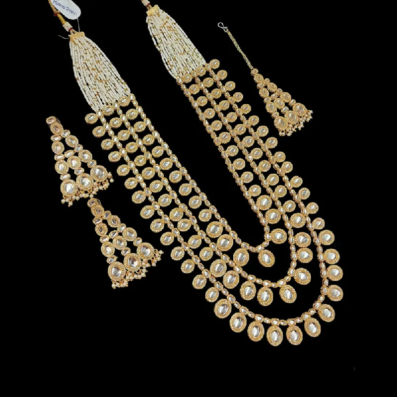 Lightweight Gold Necklace-Padmawati Bangles Gold Plated Kundan Stone Necklace Set