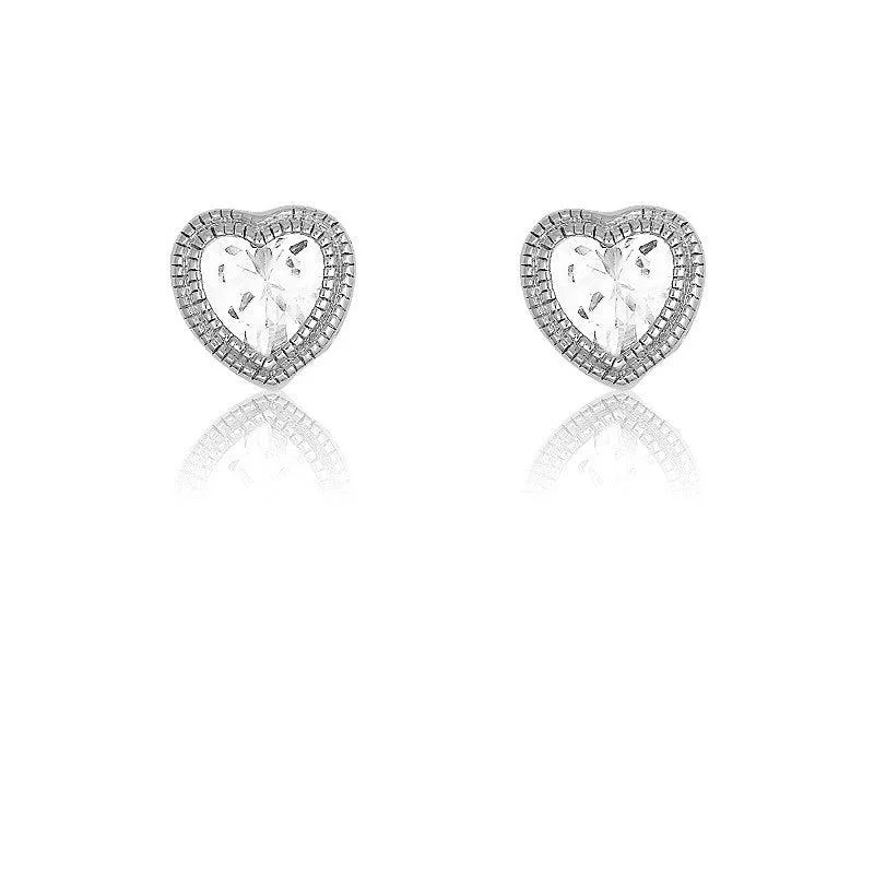 Beautiful Diamond Earrings-Sterling Silver Tear Shape Cutouts Edge Earrings