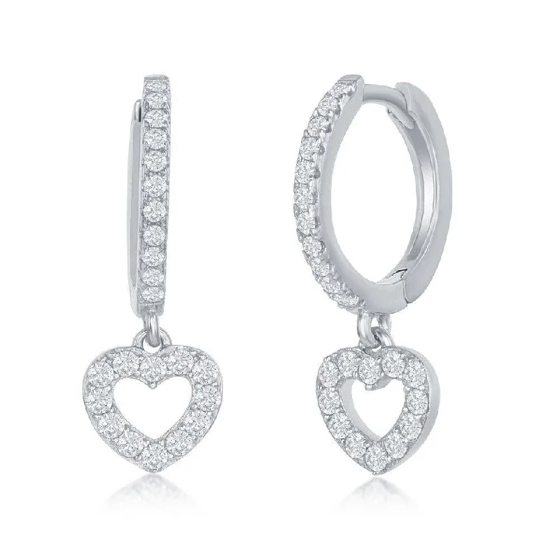 Butterfly Earrings for Women-Sterling Silver Small Huggie Hoop CZ Heart Earrings