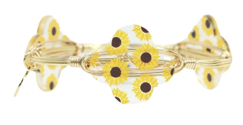 Custom Gold Bangles for Brides-Sunflower Fields Bangle Bracelet