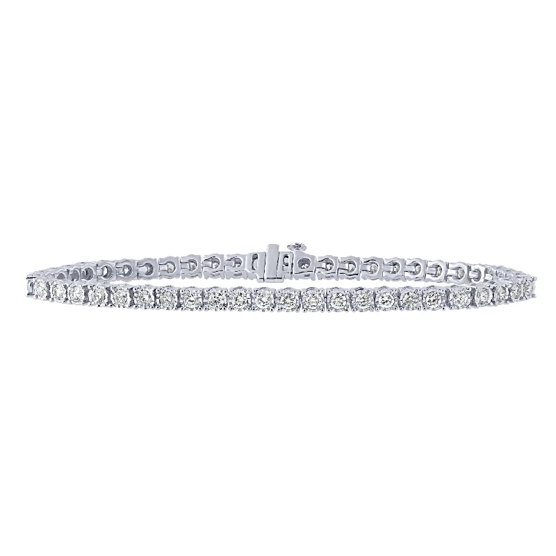 Large Statement Bracelets-14K White Gold 3Ct Diamond Tennis Bracelet