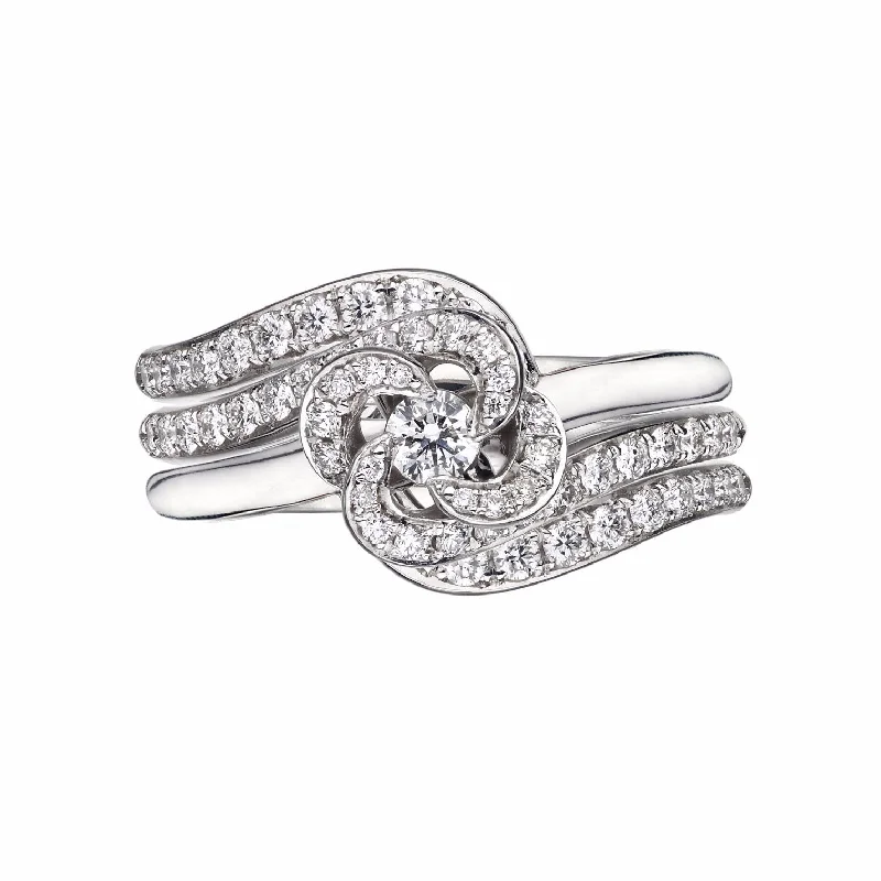 Elegant Cocktail Ring-Entwined Petal10 Eternity Ring Set - 18ct White Gold & 0.64ct Diamond