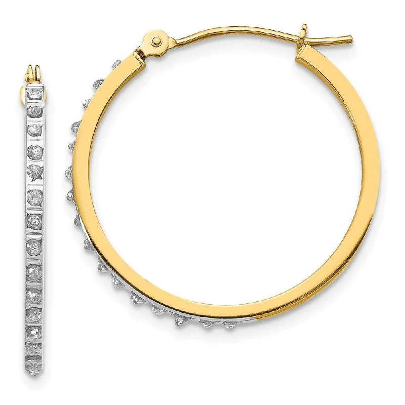 Celestial Star Earrings-14k Diamond Fascination Round Hinged Hoop Earrings