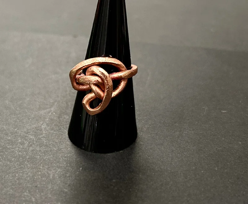 Custom Gemstone Engagement Ring-Intricate copper knot ring