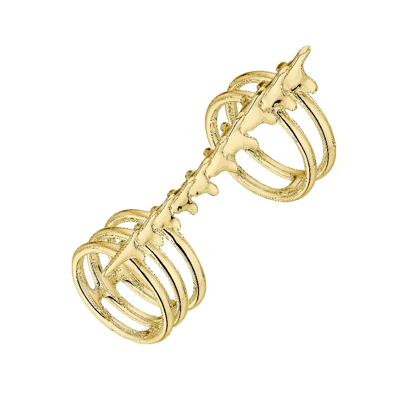 Fine Diamond Ring-Serpent's Trace Long Ring - Yellow Gold Vermeil