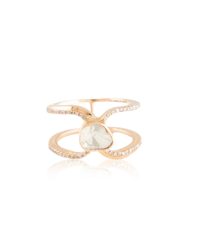 Rose Gold Engagement Ring-Zeeshani Polki And Diamond Ring