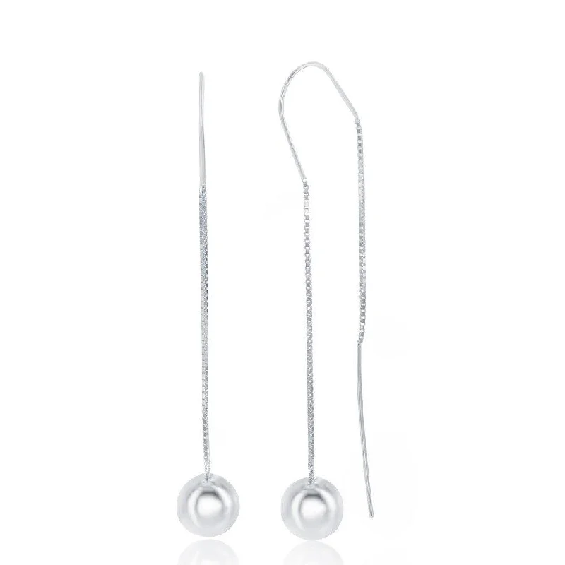 Unique Designer Earrings-Sterling Silver Chain with Hanging Bead Earrings