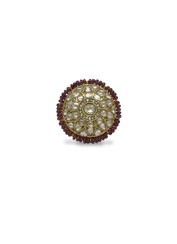 Classic Gemstone Wedding Band-Noori Polki Ring