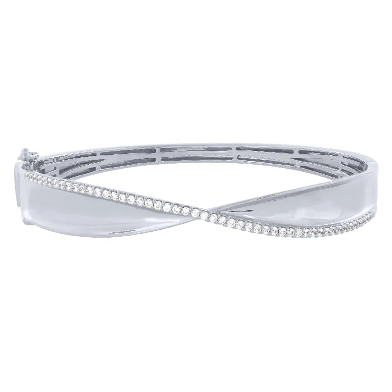 Elegant Gold Bracelets-Sterling Silver 3/4Ctw Diamond Bangle