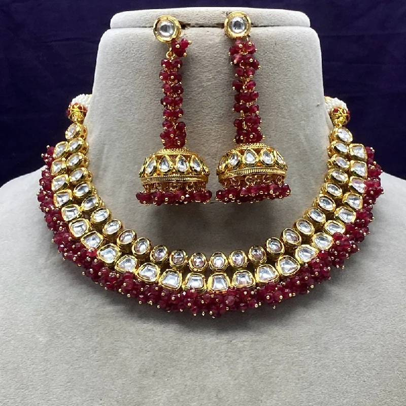 Trendy Multi-layer Necklace-Amoliya Jewels Gold Plated Polki Kundan Necklace Set