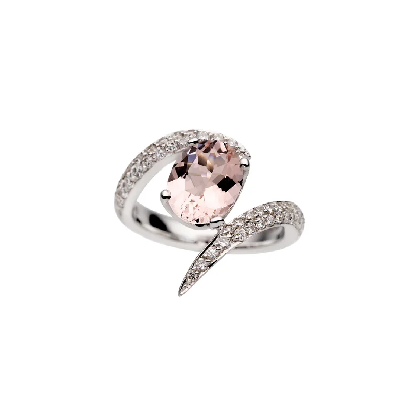 Cute Animal Rings-Interlocking Aurora Ring - 18ct White Gold & 2.31ct Morganite