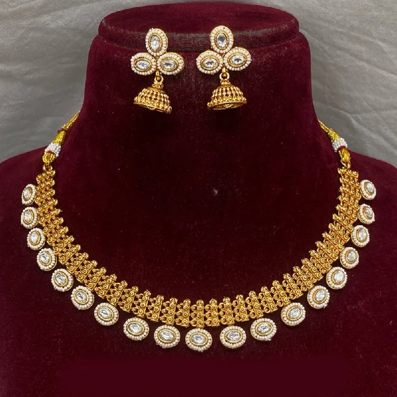 Silver Coin Necklace-Amoliya Jewels Gold Plated Kundan Necklace Set