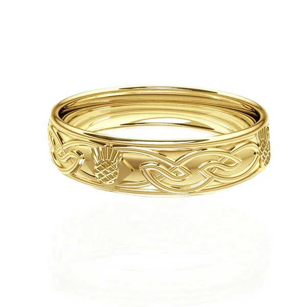 Classic Wedding Ring-Celtic Flow Scottish Thistle Wedding Ring