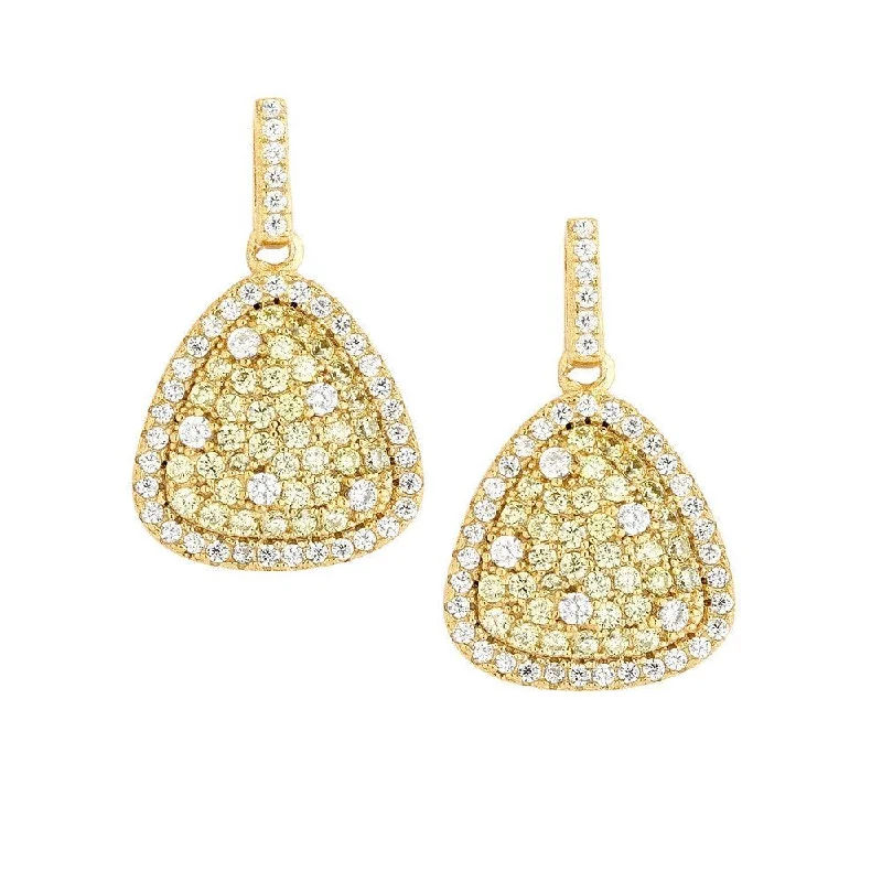 Classic Gold Earrings-Sterling Silver Gold Triangle Micro Pave Earrings