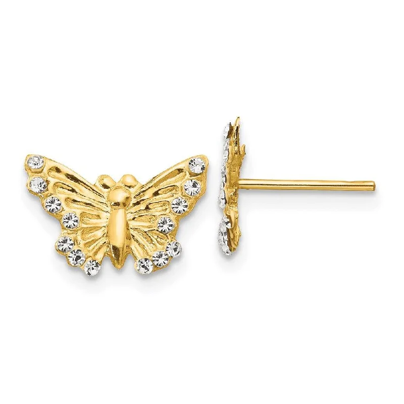 Luxury Gemstone Earrings-Madi K Kid's 14k  CZ Butterfly Post Earrings