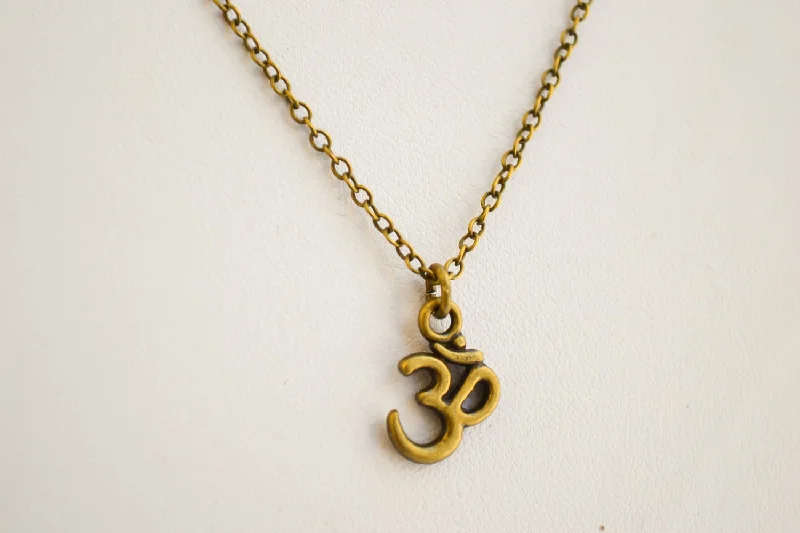 Gold Bangle Necklace-Bronze Om chain necklace for men, yoga necklace for him