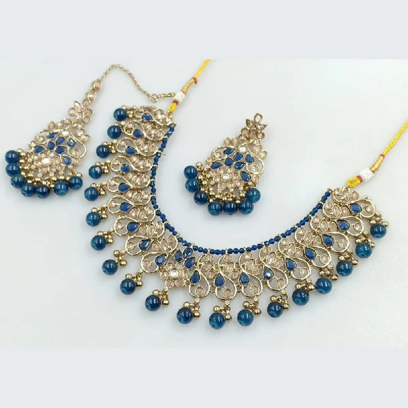 Personal Initial Necklace-Manisha Jewellery Gold Plated Crystal Stone And Beads Necklace Set