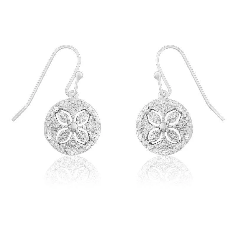 Rainbow Gem Earrings-Sterling Silver Flower Cutout Diamond Earrings