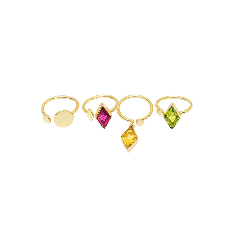 Silver Stackable Rings-VARNIKA ARORA Esna Multi-Color Ring