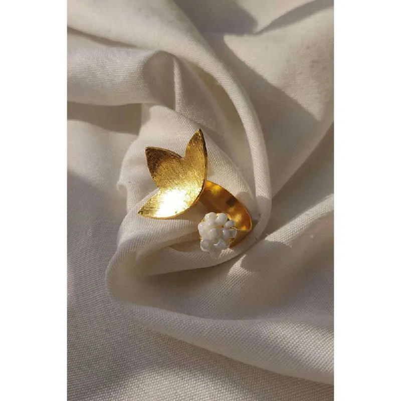 Large Statement Gold Ring-Aarjavee Gold Petal Ring