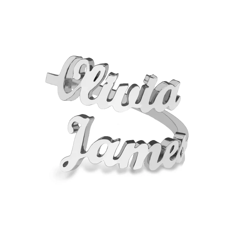 Silver Vintage Ring-Two names ring silver