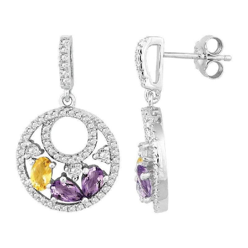 High-Quality Stud Earrings-Sterling Silver Multi Pear Amethyst Earrings