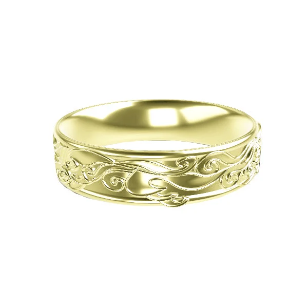 Gold Wedding Band for Women-EDINBURGH WAVES COMFY FIT WEDDING RING