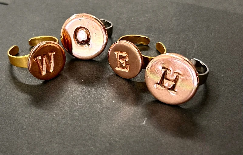 Cute Silver Ring for Women-Alphabet adjustable ring