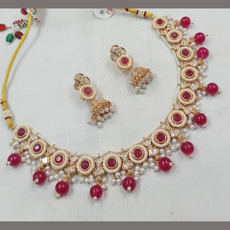 Silver Pendant Necklace-Padmawati Bangles Gold Plated Polki Kundan Stone And Pearls Necklace Set