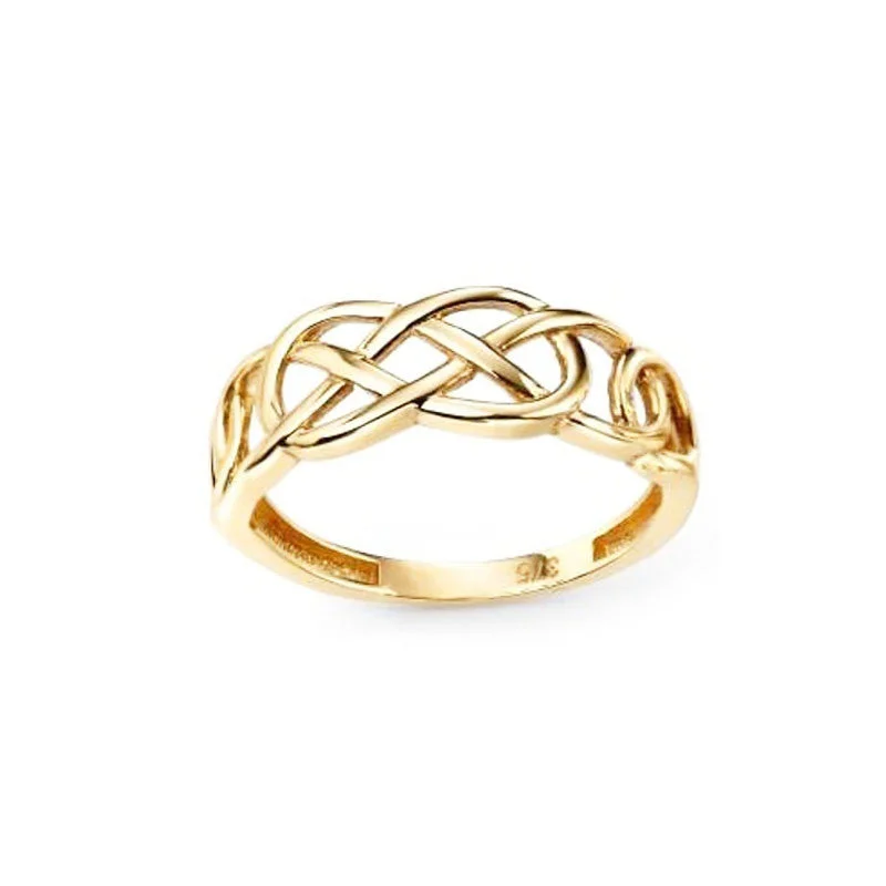 Custom Silver Engagement Ring-Celtic Pleated Knotwork Ring in Yellow Gold