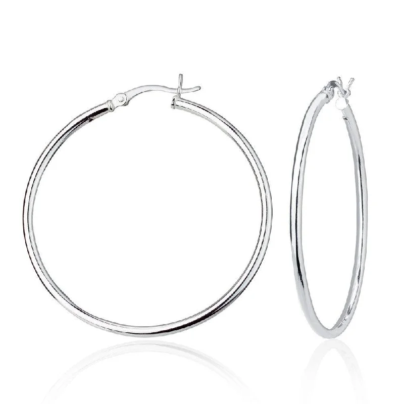 Celestial Star Earrings-Sterling Silver High-Polished Hoop Earrings, 2 x 40 mm