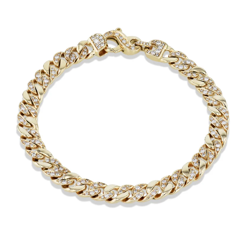 Men's Leather Bracelets-Yellow Gold Diamond Pave Bracelet