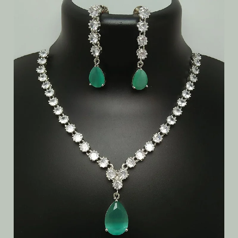 Colorful Bead Necklace-Manisha Jewellery Silver Plated Crystal Stone Necklace Set