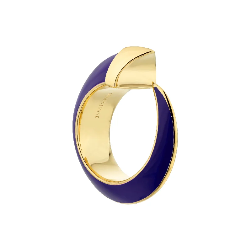 Stackable Silver Ring-Sabre Solis Ring - Yellow Gold Vermeil & Atlantic Ceramic