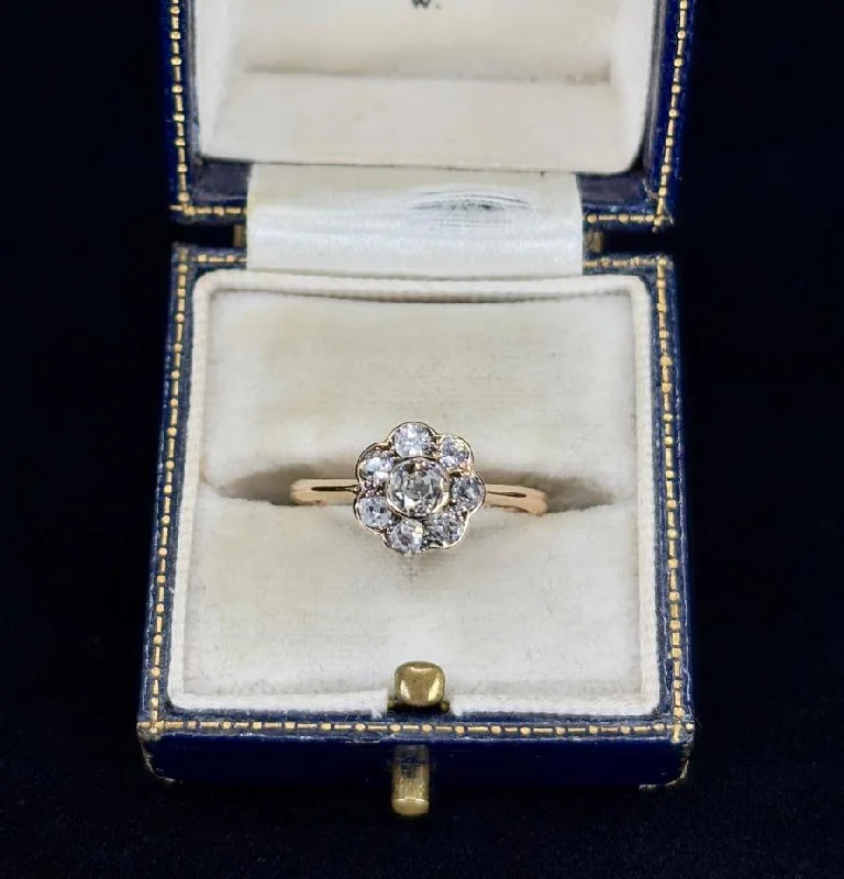 Designer Diamond Ring-Antique 1915 Daisy Diamond Cluster Ring