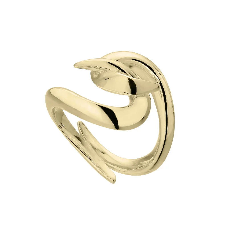 Turquoise Ring-Hook Ring - Yellow Gold Vermeil