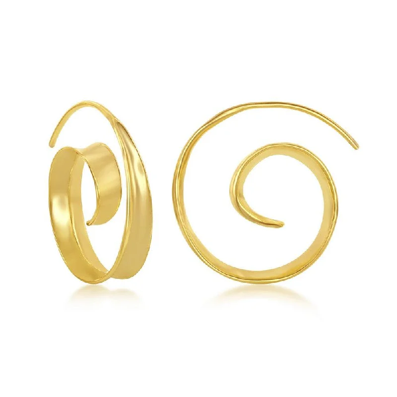 Custom Gemstone Earrings-Sterling Silver Gold Plated Swirl Design Earrings