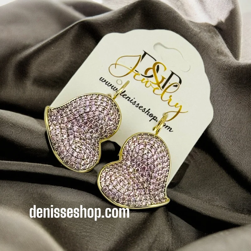 Petite Gold Earrings-14K PINK HEART EARRINGS E538