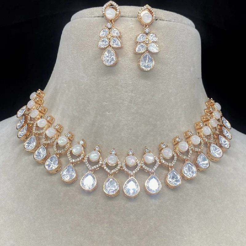 Simple Bar Pendant Necklace-Royal Kundan Jewellery Gold Plated Polki Kundan Necklace Set