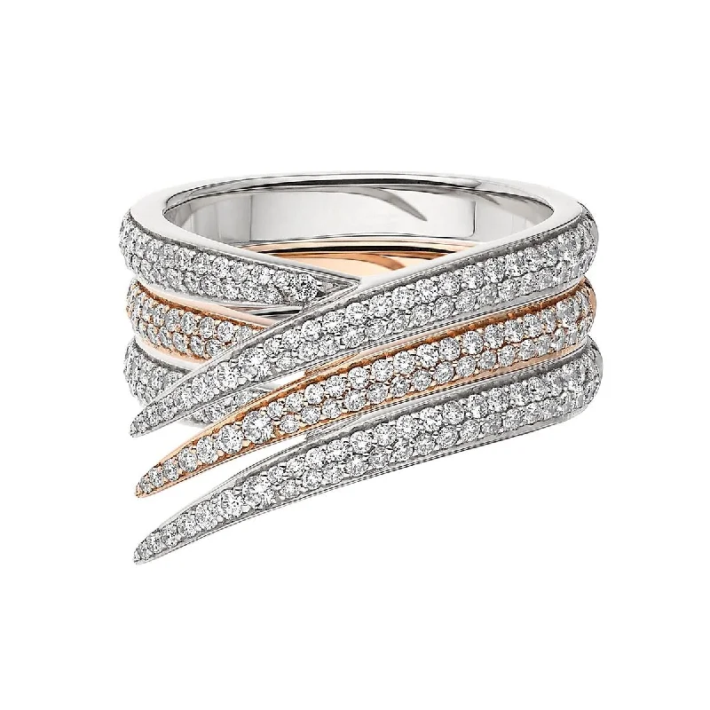 Luxurious Wedding Ring-Interlocking Stacked Ring - 18ct Rose Gold & White Diamond