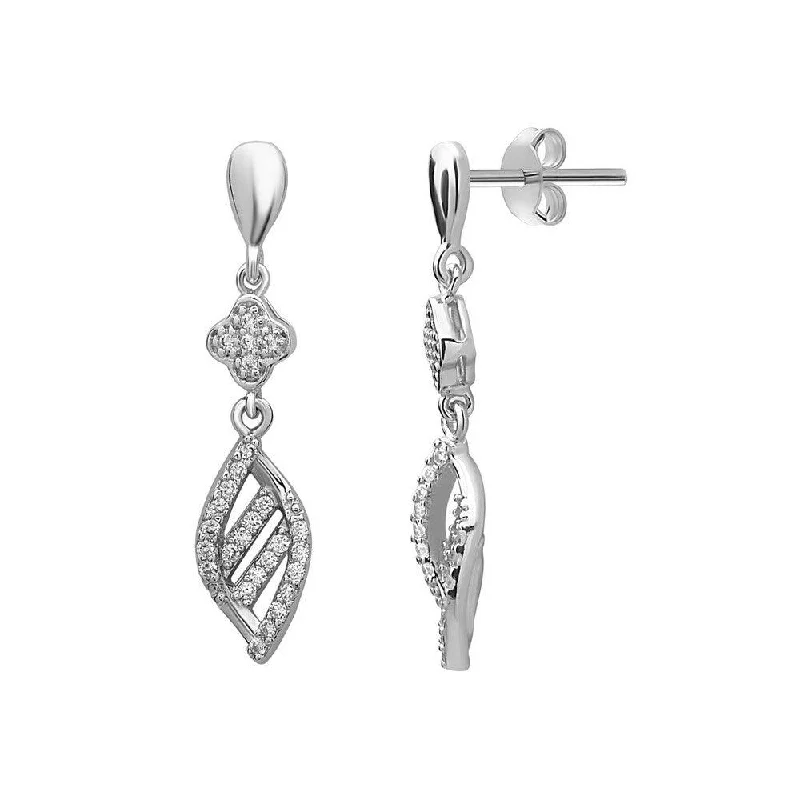 Luxurious Sapphire Earrings-Sterling Silver CZ Dangling Earrings