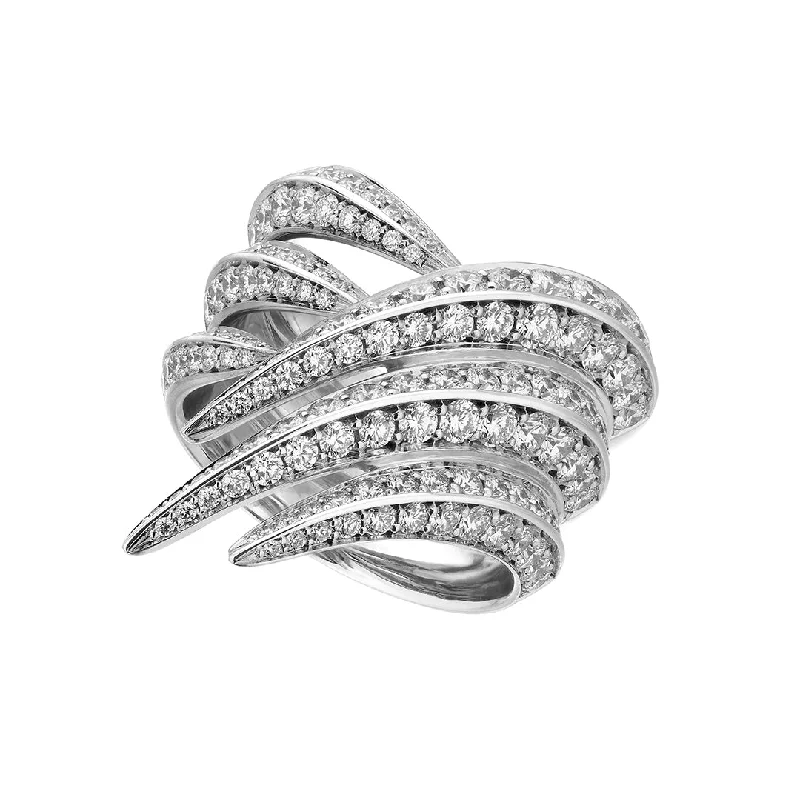 Classic Silver Wedding Band-Sabre Fine Triple Ring - 18ct White Gold & 2.96ct Diamond