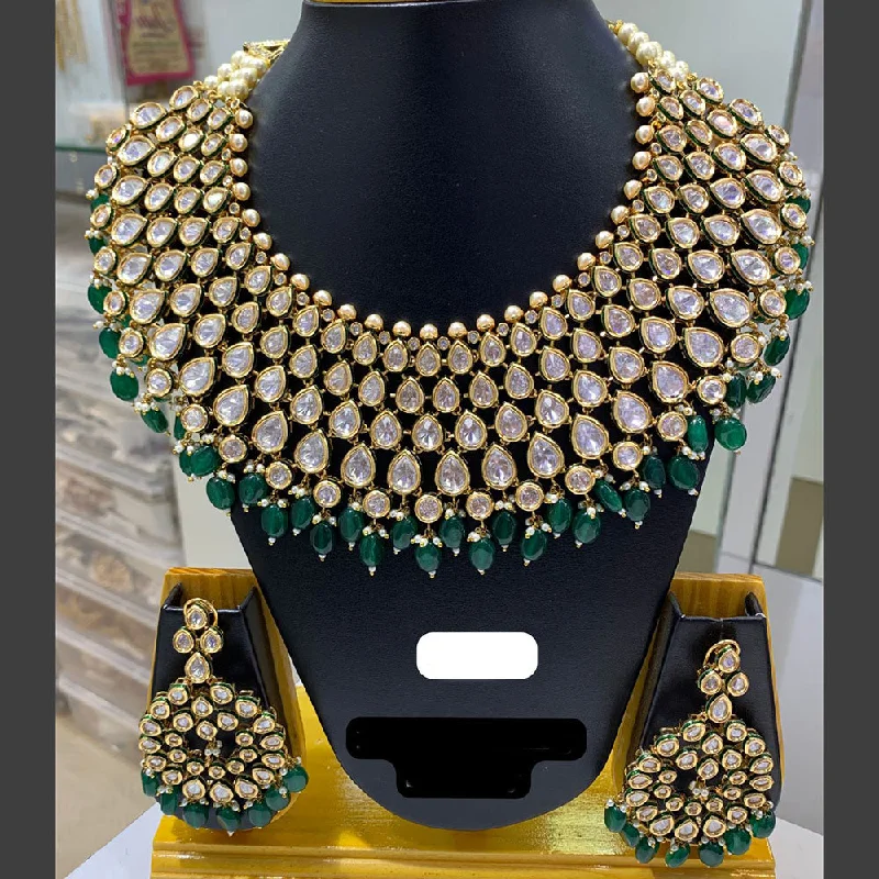 Butterfly Pendant Necklace-Jain Jewellers Gold Plated Kundan Stone And Pearls Necklace Set