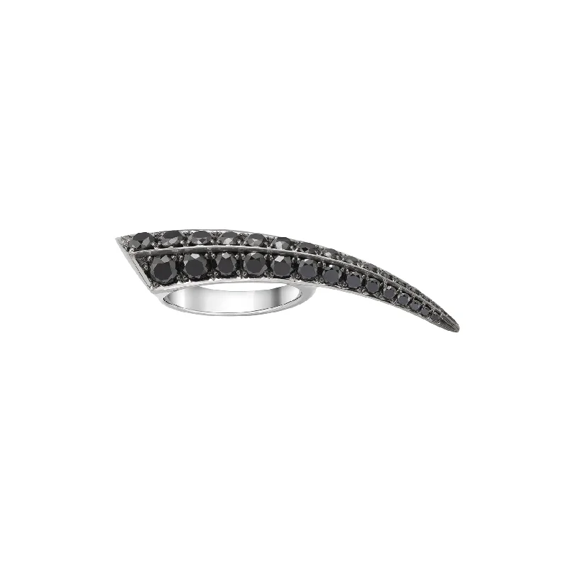 Colored Gemstone Ring-Sabre Fine Classic Ring - 18ct White Gold & Black Diamond