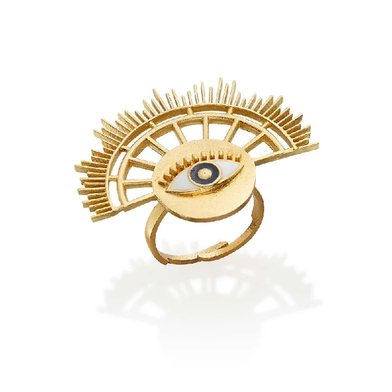 Designer Wedding Ring-ROMA NARSINGHANI Gold Sun Eye Ring